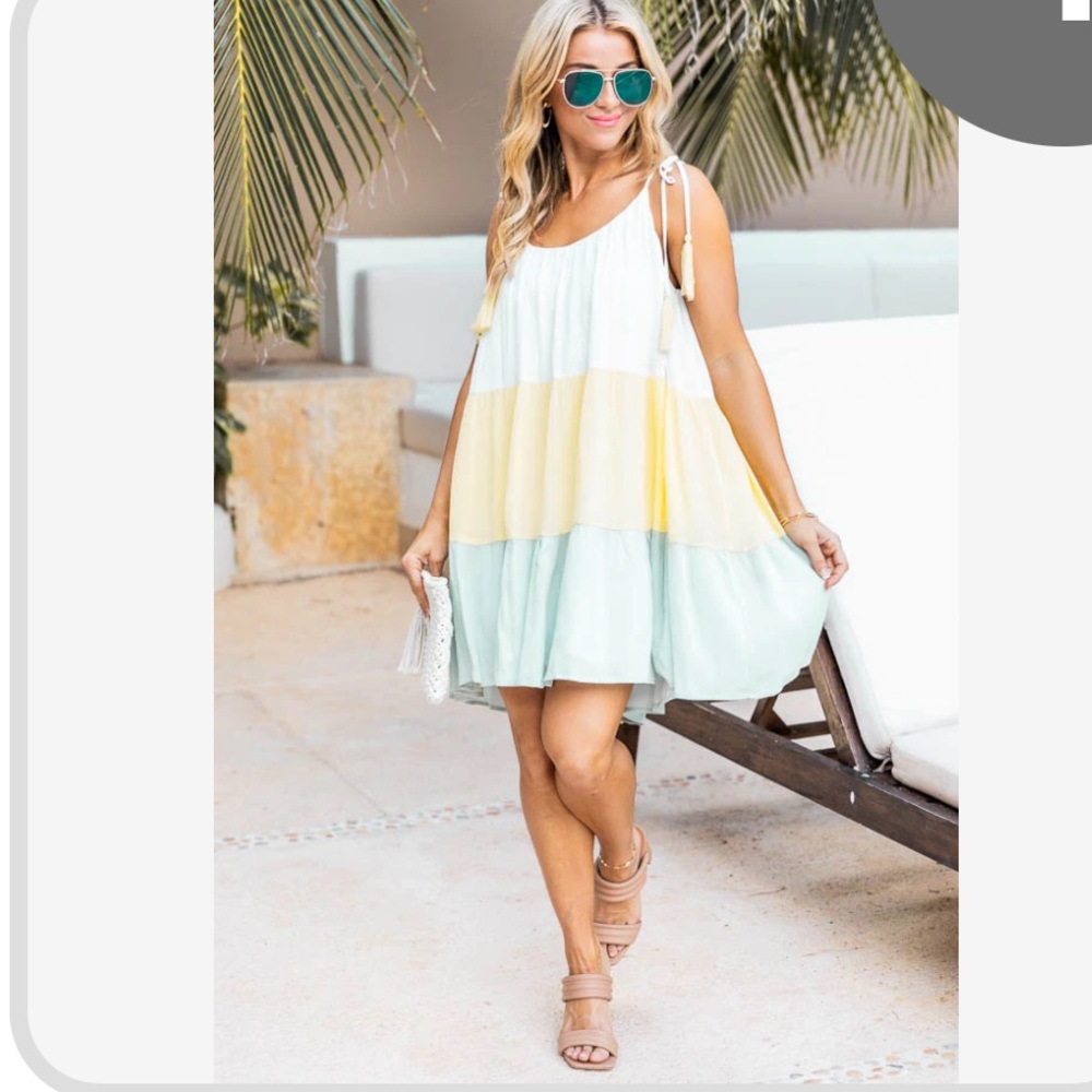 Yellow/Mint Colorblock Tie Strap Dress. Brand new. Never worn. Size small